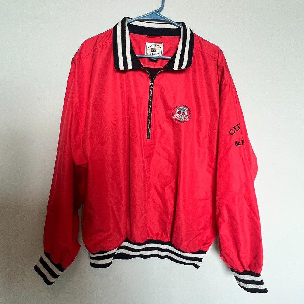 1999 PGA Championship Cutter & Buck Red Windbreaker 1/4 Zip Jacket Medium